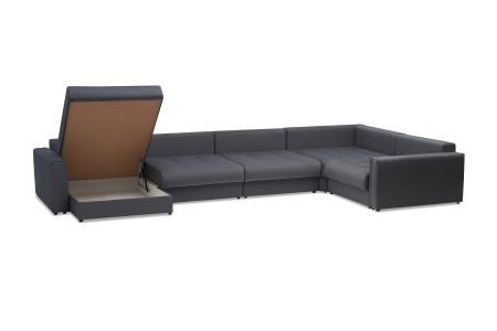 Диван п-образный тик-так Монарх темно-серый