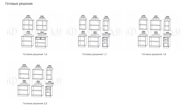 Кухонный Гарнитур Оливия 1600/1700/1800/2000 мм