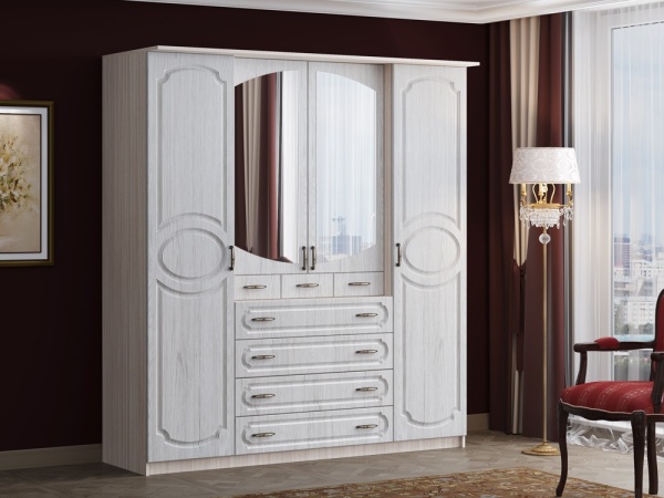 Шкаф 4-х Створчатый Каролина-7 МДФ (2,0х2,12х0,55)/Разные Цвета 