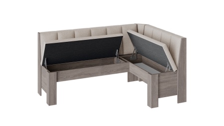 Скамья Угловая «Гонконг» (Дуб Сонома трюфель/Рогожка Бежевая)