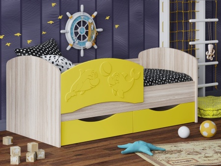 Детская Кровать Дельфин-3 МДФ с фасадом 3D/Разные Цвета