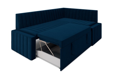 Кухонный угловой диван дельфин Вермут велюр темно-синий