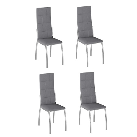 Комплект стульев Юджин (4 шт), хром рогожка серая