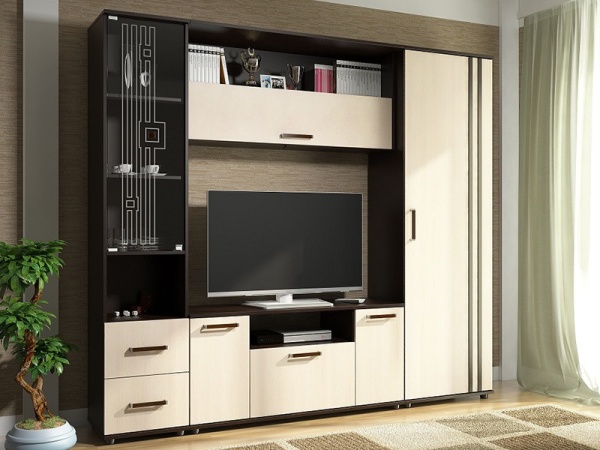 Гостиная Арктика-7 Венге/Дуб Молочный (Д-2200 х В-1950 х Г-393 мм)